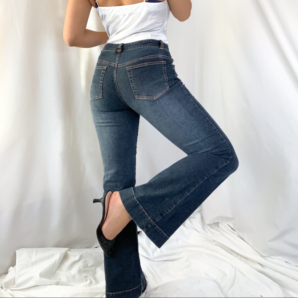 Dark wash flare bell leg denim jeans